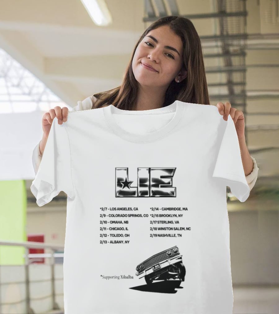 LIE Supporting Xibalba February Tour 2026 San Bernardino Mexico Anaheim New York Louisville Portland Minneapolis T-Shirt