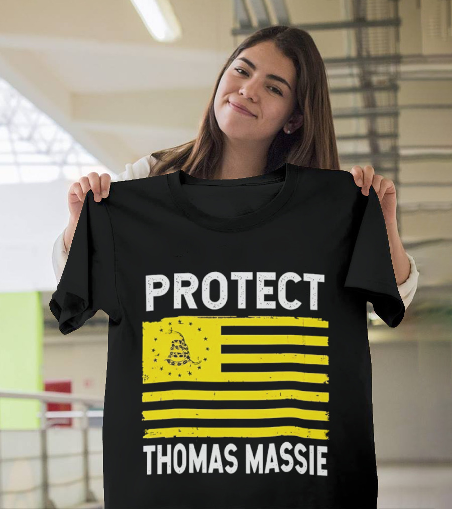 Protect Thomas Massie Gadsden Flag Yellow T-Shirt