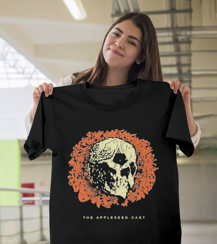 The Appleseed Cast Skull Surrounded By Vibrant Orange Flowers T-Shirt