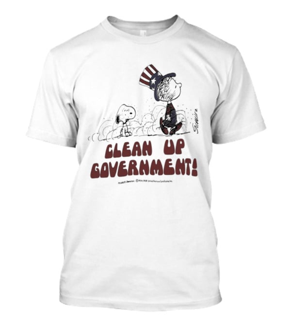 Snoopy And Charlie Brown Clean Up Government Patriotic T-Shirt