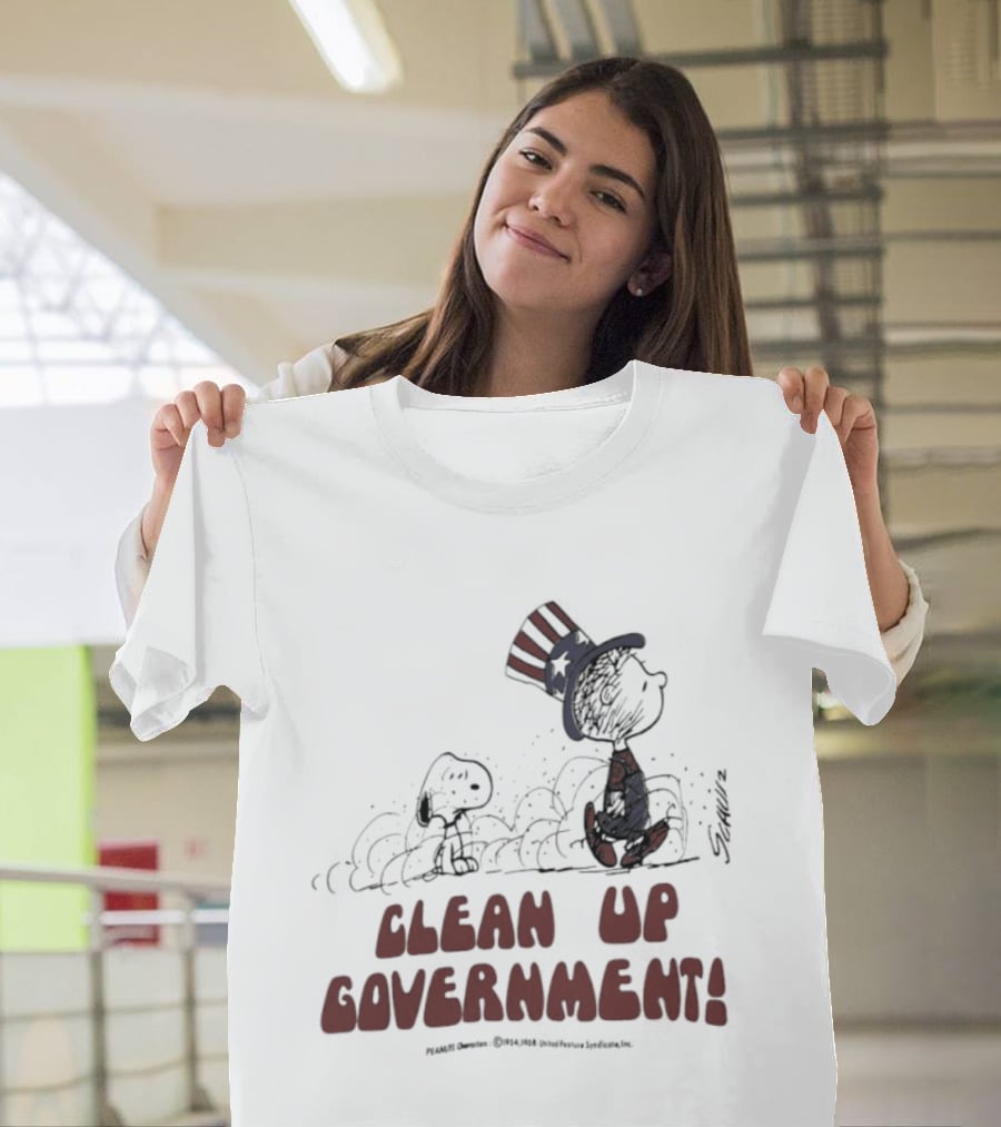 Snoopy And Charlie Brown Clean Up Government Patriotic T-Shirt