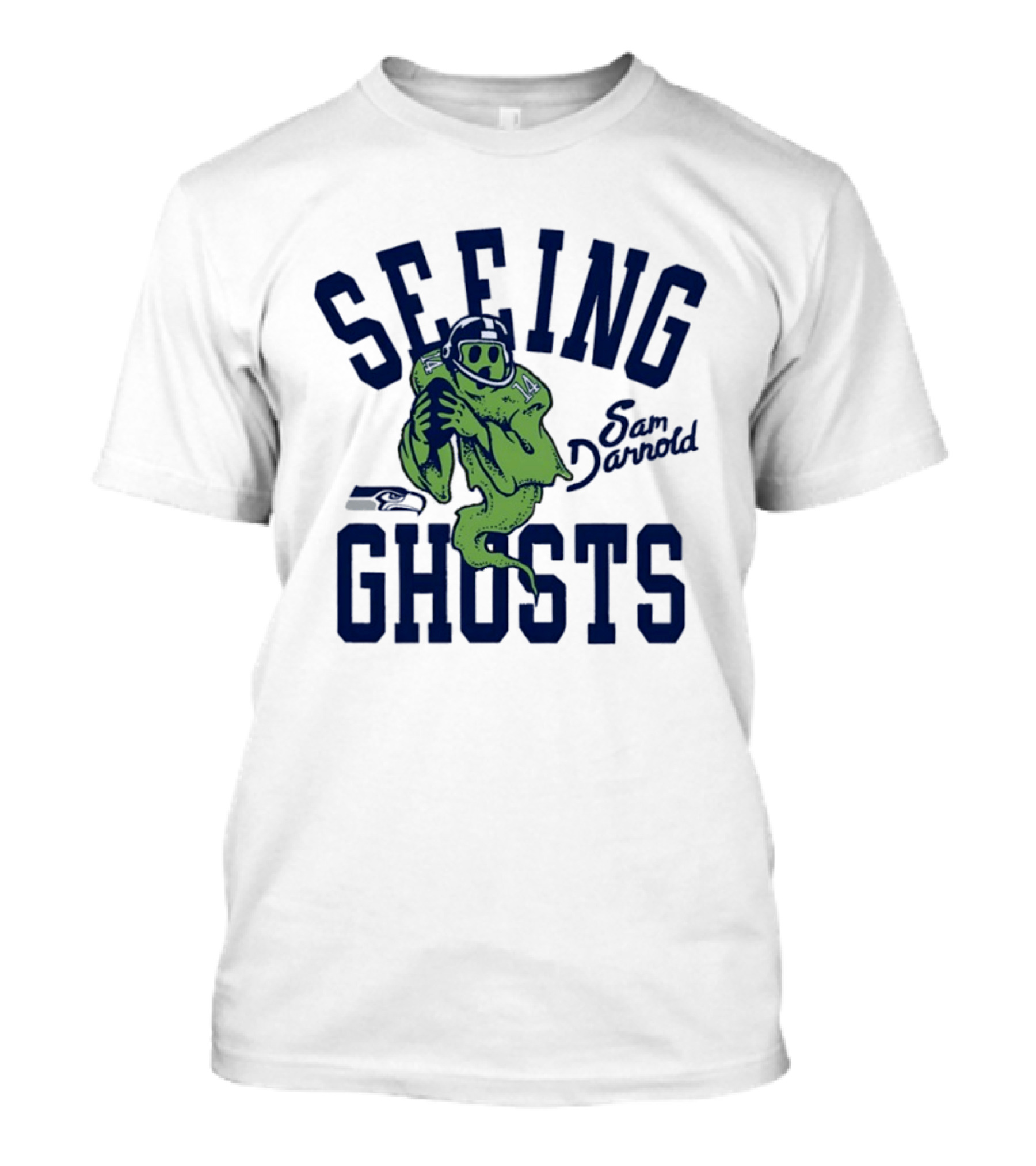 Sam Darnold Seeing Ghosts Seattle Seahawks Logo 14 T-Shirt
