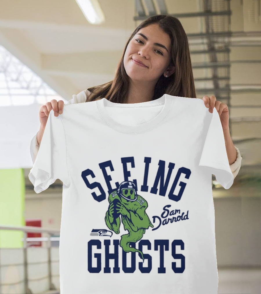 Sam Darnold Seeing Ghosts Seattle Seahawks Logo 14 T-Shirt