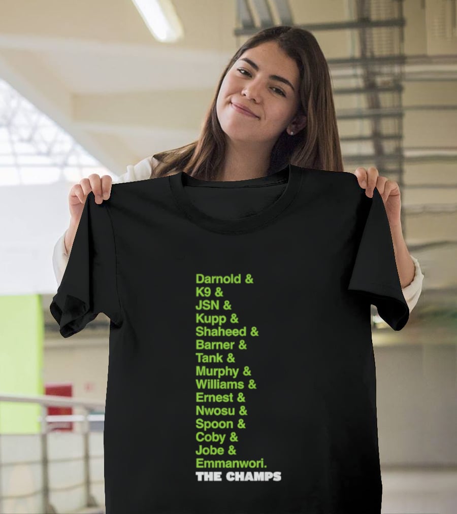 Bamold PG JSN Hugz Seattle Seahawks Champs List Bennet Murphy Williams Emanwori Football T-Shirt