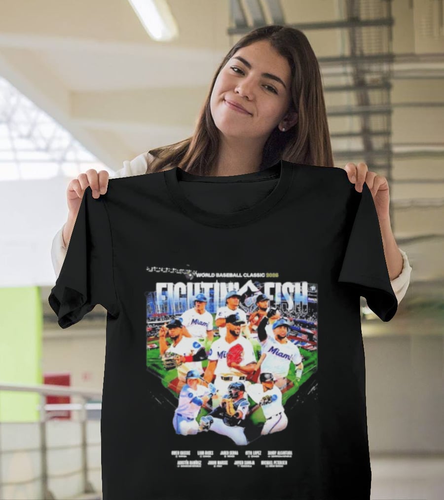 Miami Marlins Fightin' Fish World Baseball Classic 2026 Team Players T-Shirt
