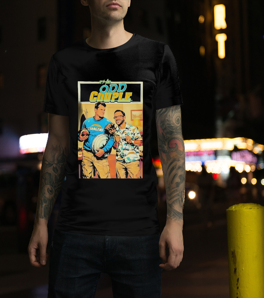 The Odd Couple Chargers Jim Harbaugh Ben Herbert Vintage Sports Comedy T-Shirt