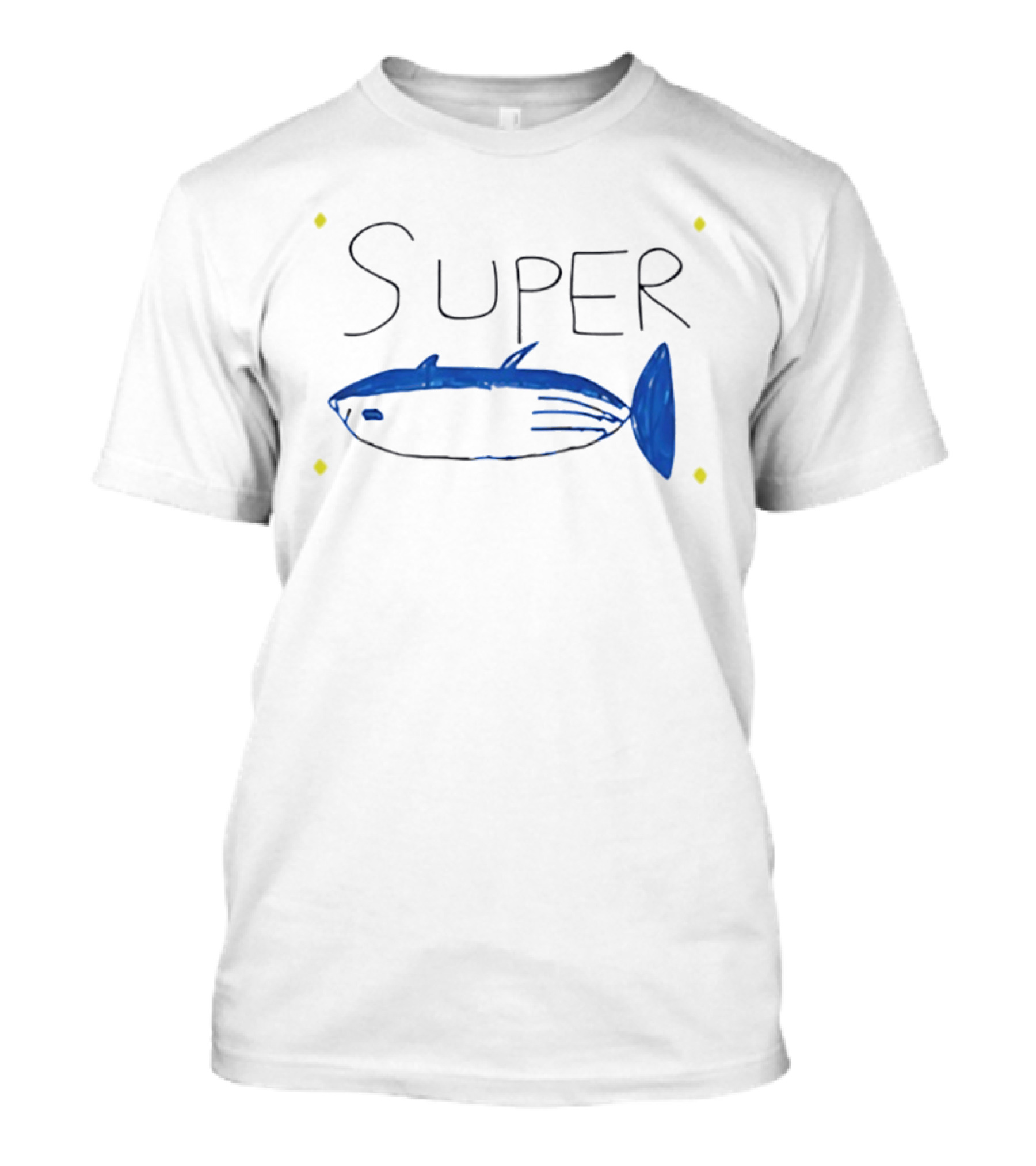 BTS Jin Super Tuna Drawing Blue Fish T-Shirt