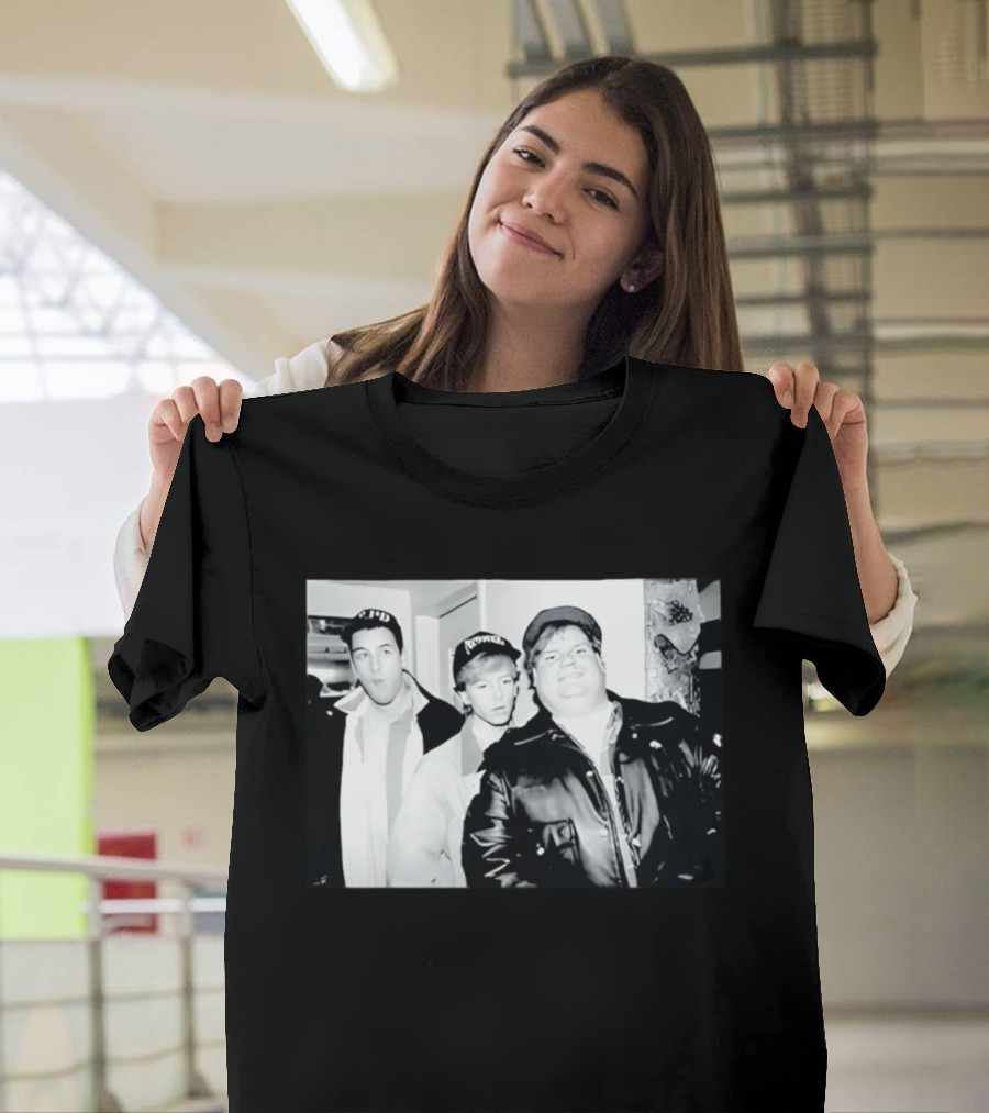 Adam Sandler Chris Farley David Spade NYPD Chicago Black And White Photo T-Shirt