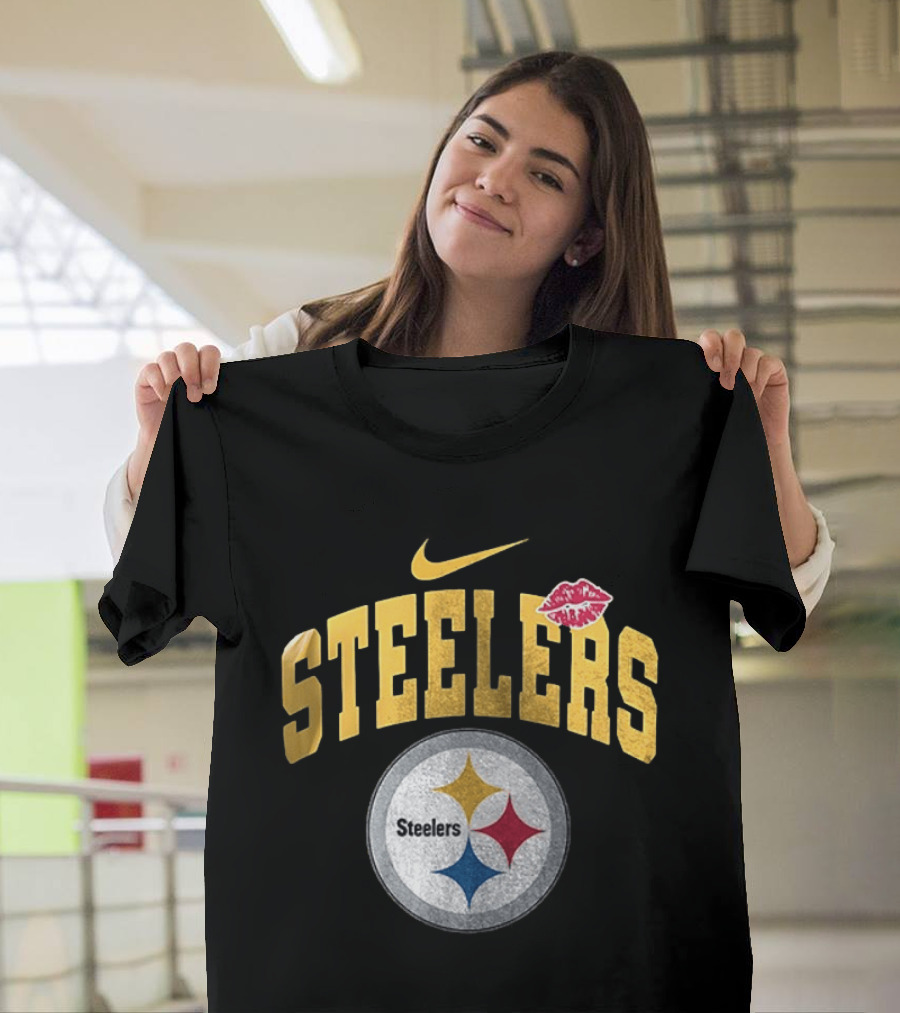 Pittsburgh Steelers Nike Makeup Artist Logo With Lip Print T-Shirt