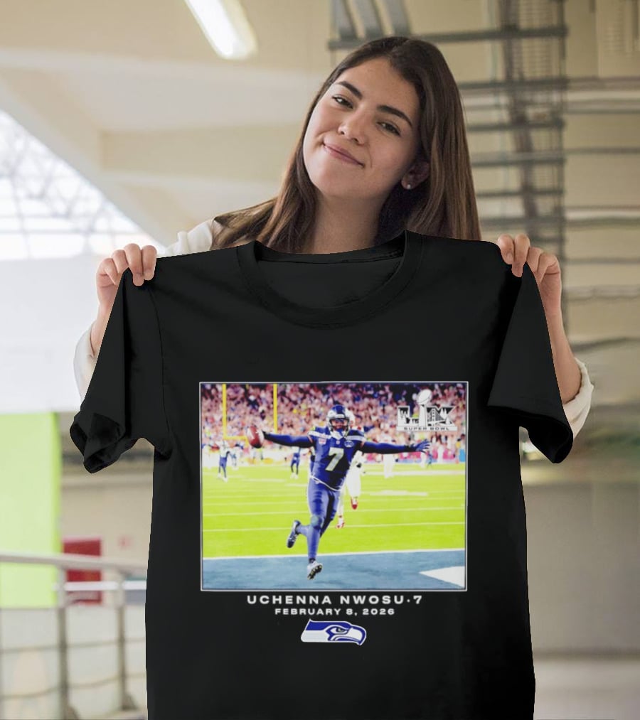 Uchenna Nwosu Seattle Seahawks Super Bowl Celebration Photo 2026 T-Shirt