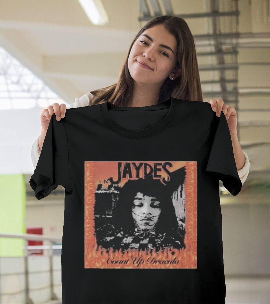 Jaydes Count Up Dracula Vintage Gothic Flames Checkerboard T-Shirt