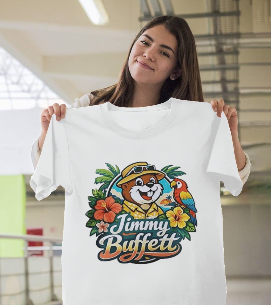 Jimmy Buffett Buc Ee's Tropical Parrot Hibiscus Island Vibes T-Shirt