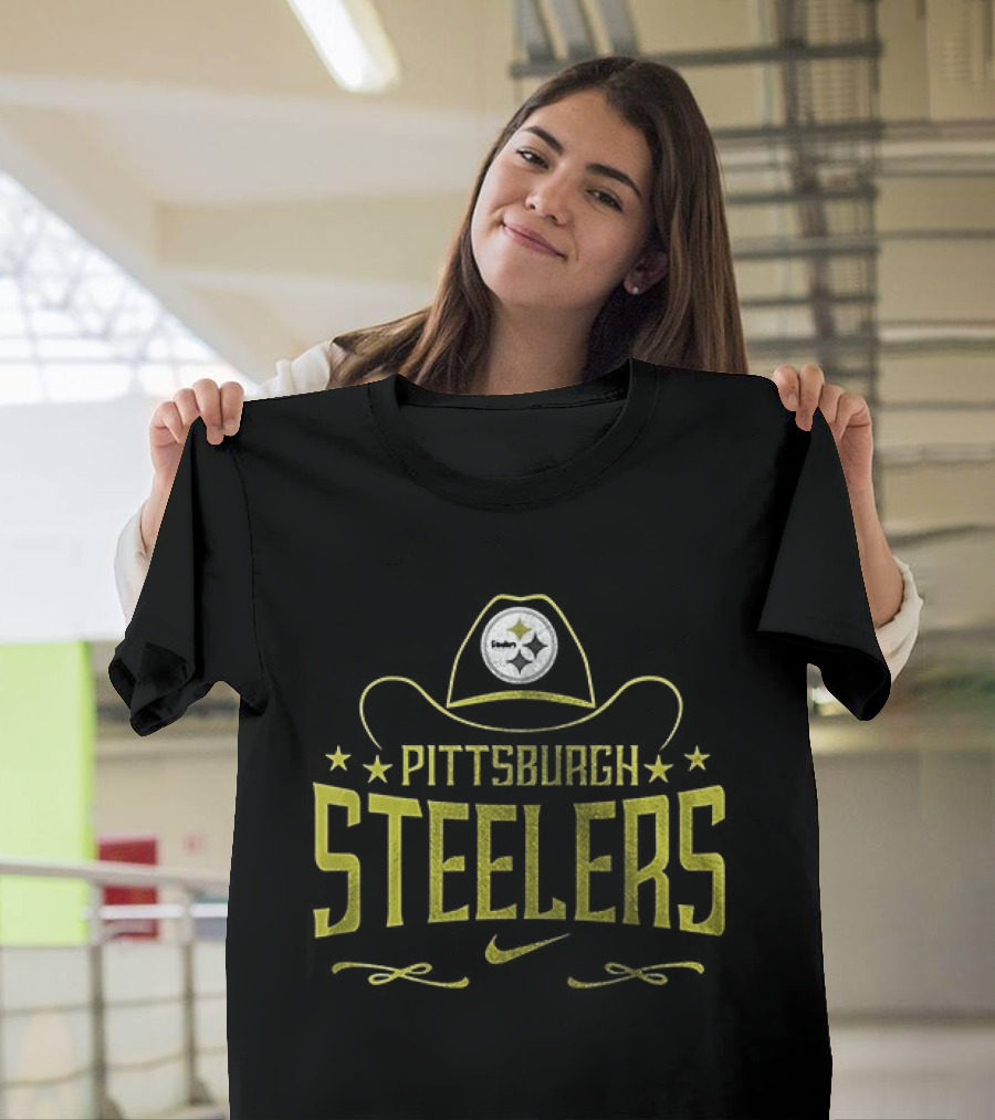 Pittsburgh Steelers Cowboy Hat Icon Yellow T-Shirt