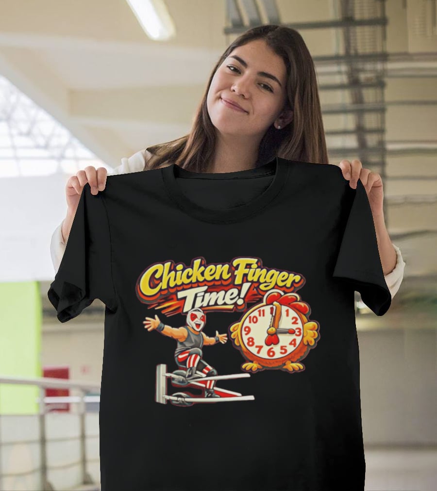 Chicken Finger Time Luchador Cartoon With Chicken T-Shirt
