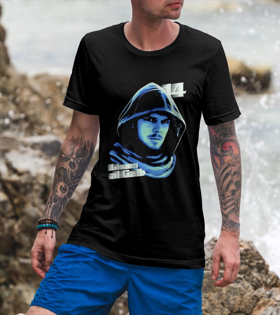 Lisam Al Gaib 14 Hooded Figure Mysterious Blue Aura T-Shirt