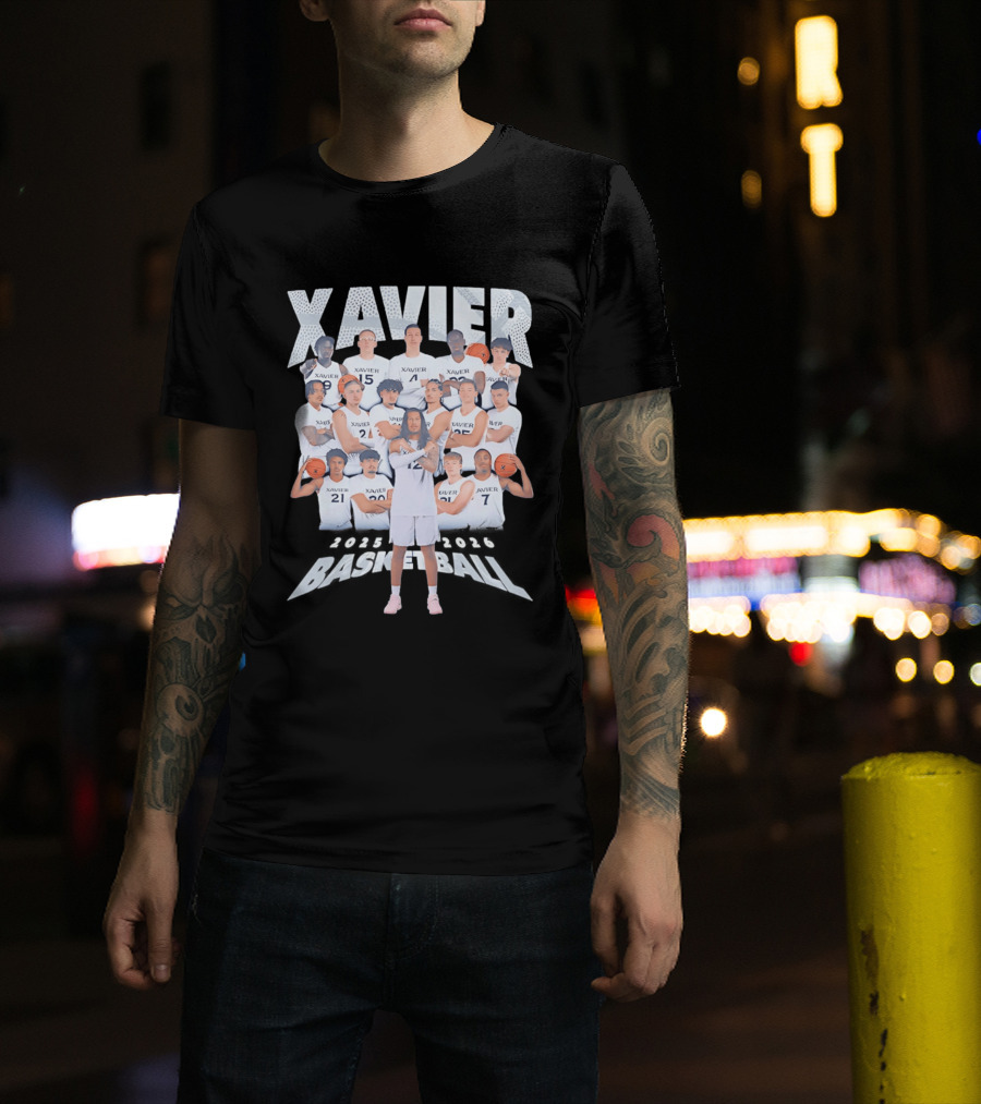 Xavier Men's Basketball 2025 2026 Team Player Roster Collage T-Shirt