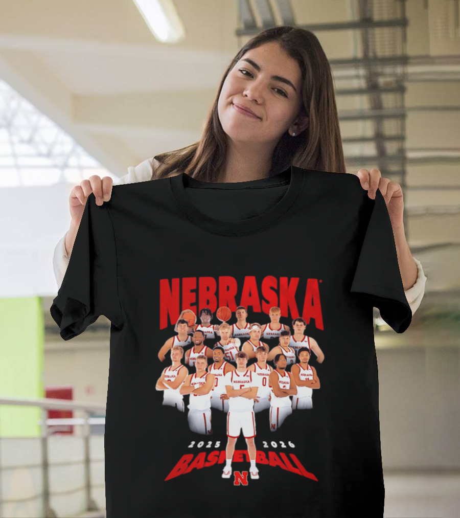 Nebraska 2025 2026 Basketball Team Collage T-Shirt