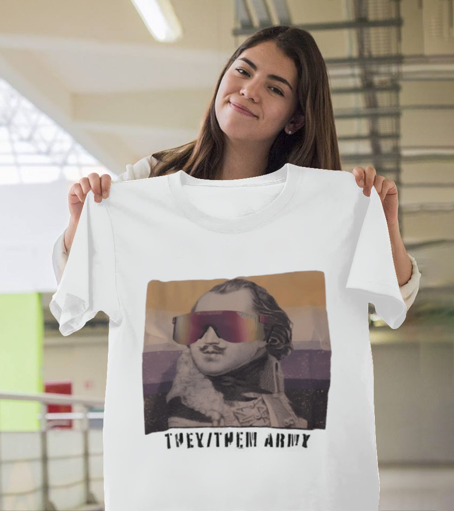 They Them Army Historical Figure Portrait With Sunglasses T-Shirt