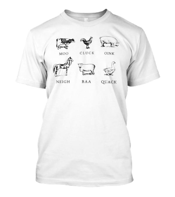 Animal Sounds Moo Cluck Oink Neigh Baa Quack Kids Farm Animals T-Shirt