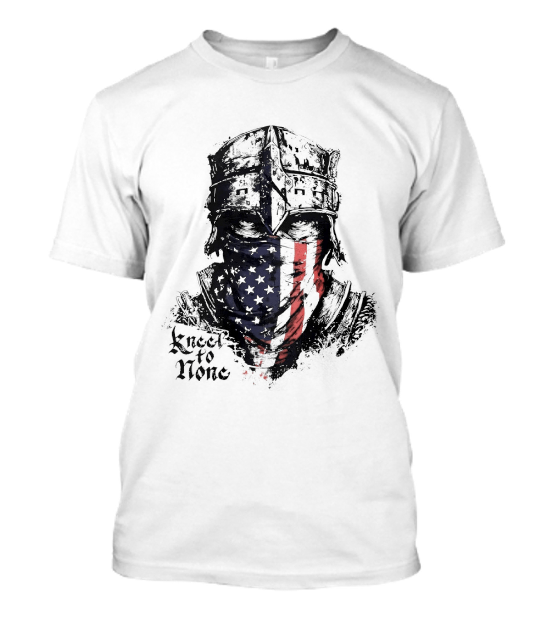 Kneel To None Knight Helmet American Flag T-Shirt