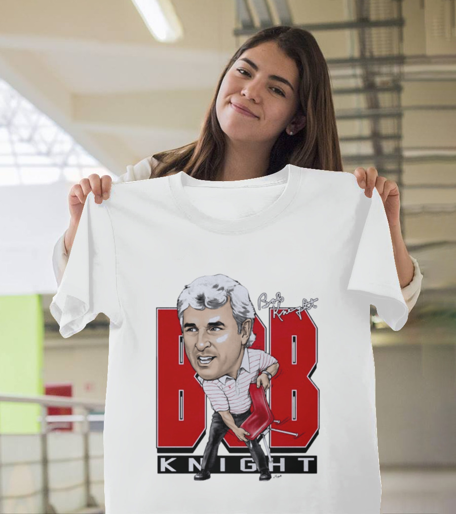 Bob Knight Chair Throw Caricature Signature Red Chair T-Shirt