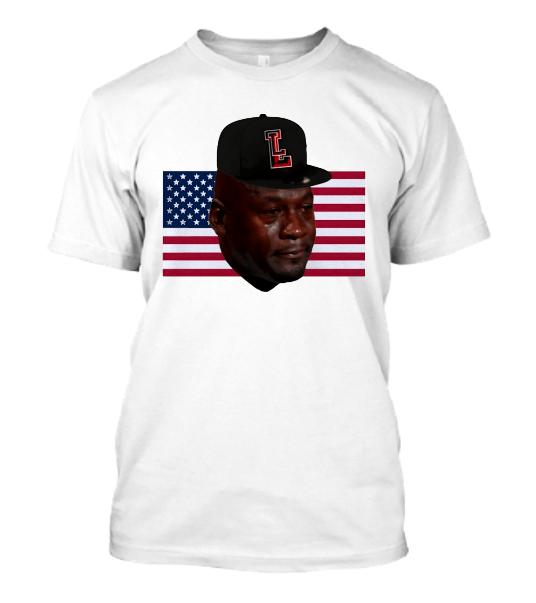Crying Jordan Texas Tech Red Raiders USA Flag Iconic Meme Cap T-Shirt