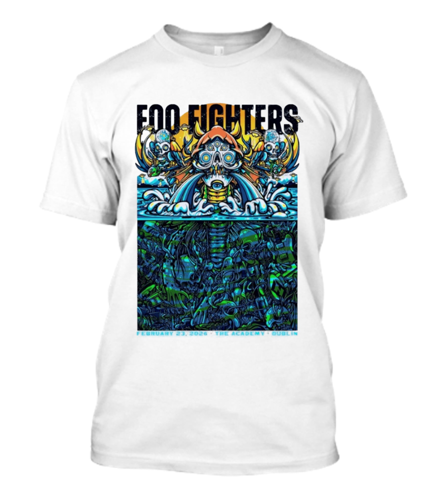 Foo Fighters Dublin 2026 Concert February 23 The Academy Venue Underwater Skeleton T-Shirt