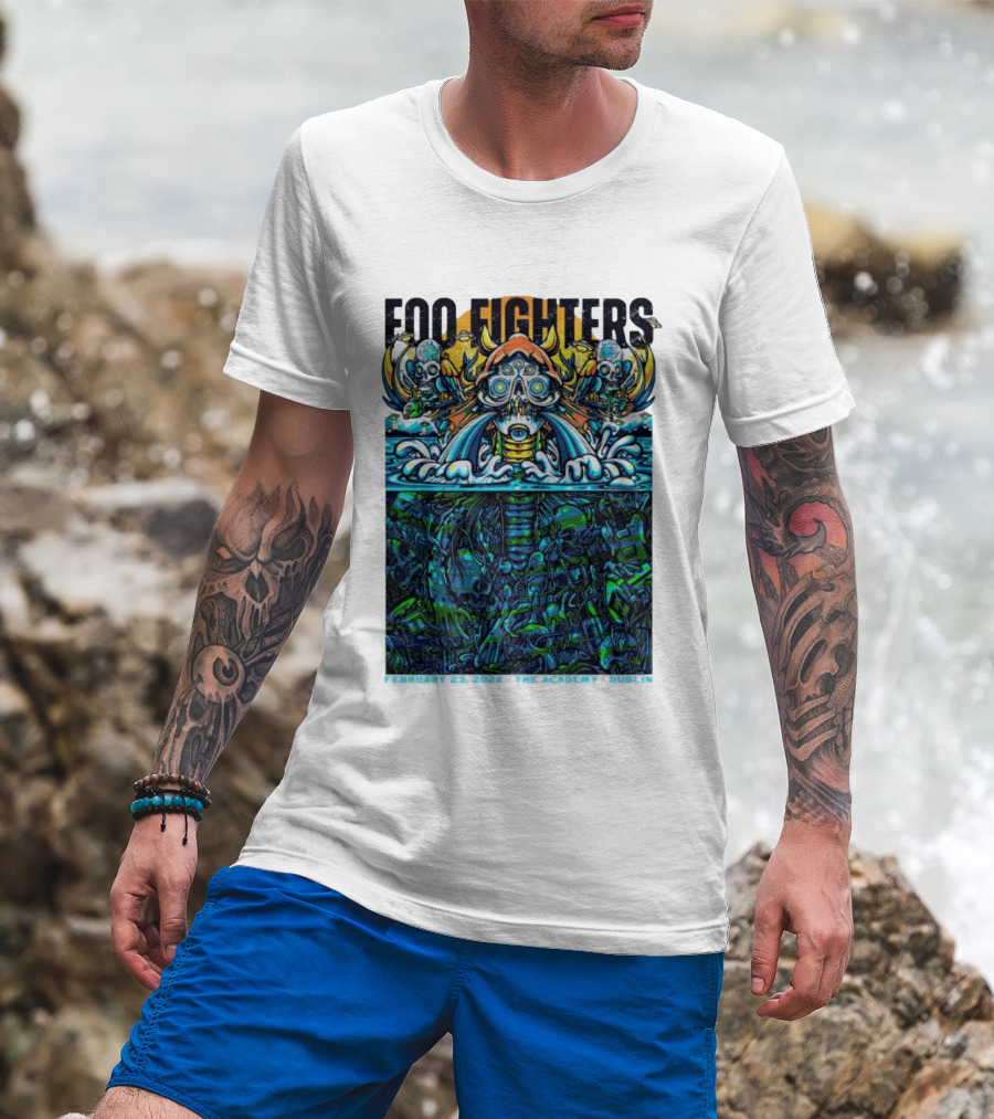 Foo Fighters Dublin 2026 Concert February 23 The Academy Venue Underwater Skeleton T-Shirt