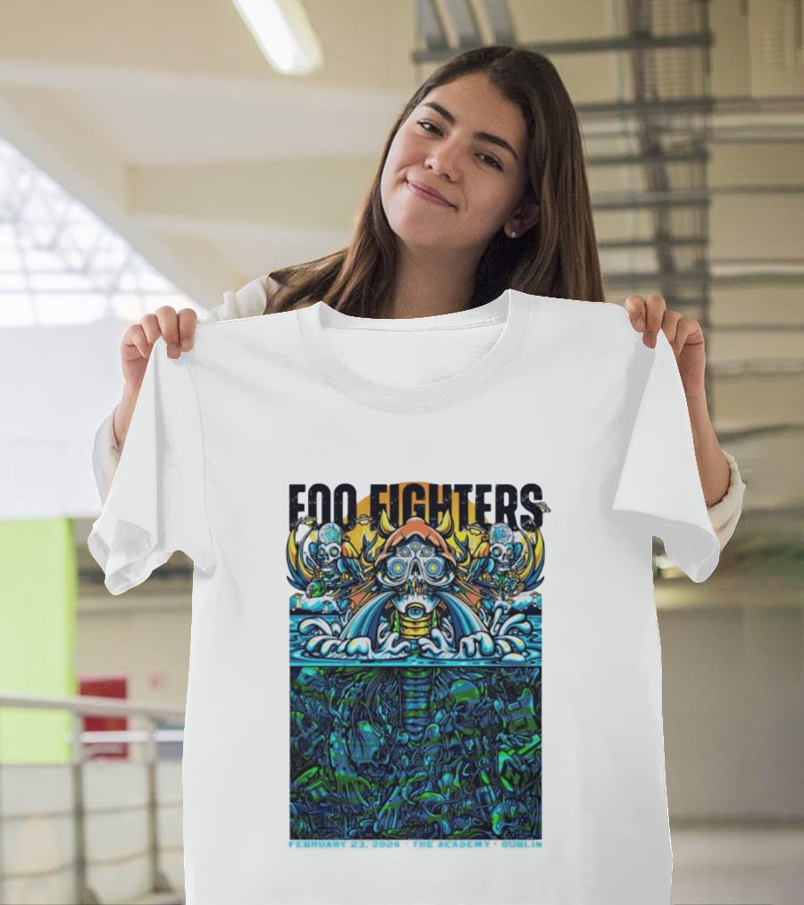 Foo Fighters Dublin 2026 Concert February 23 The Academy Venue Underwater Skeleton T-Shirt