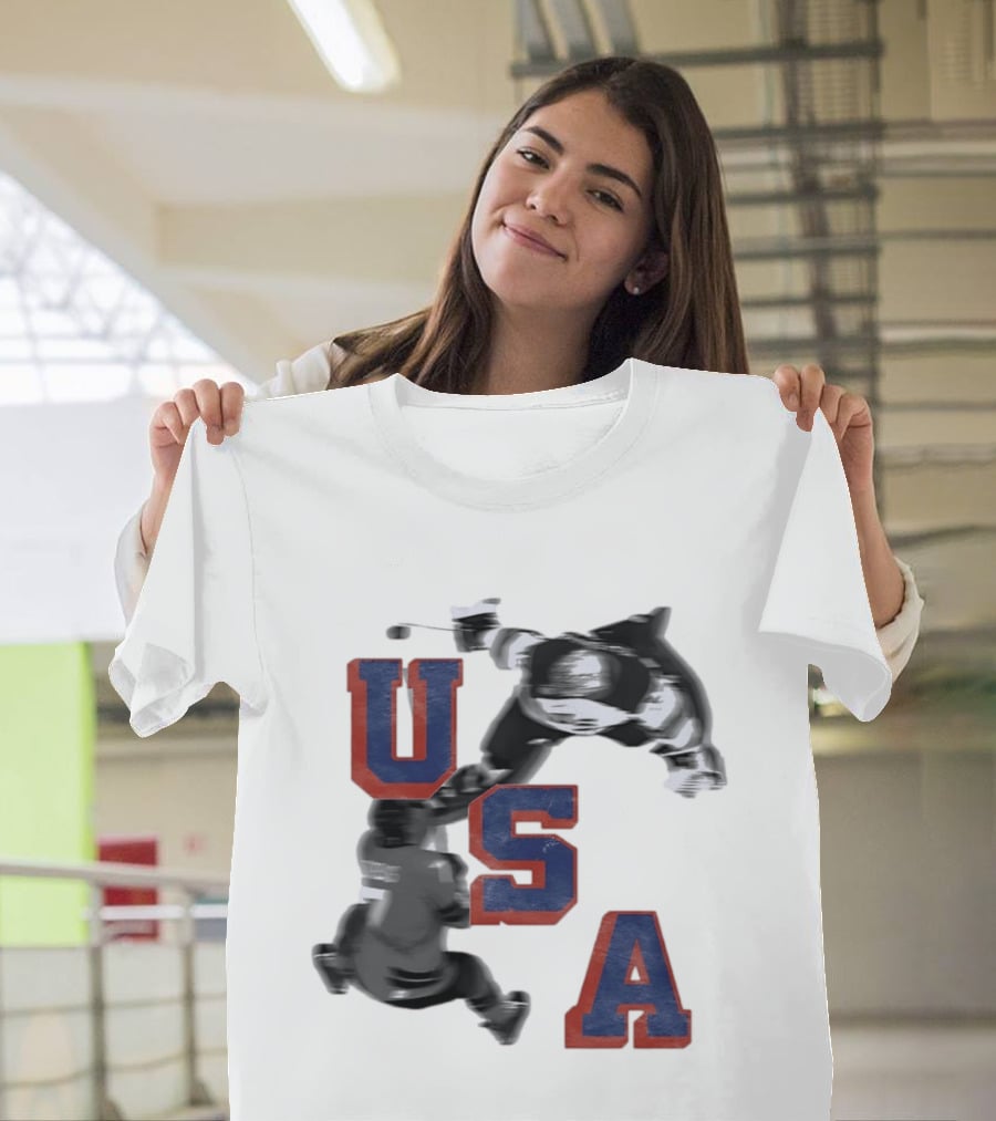 USA Team Hockey Player Action Packed Sports Fan T-Shirt