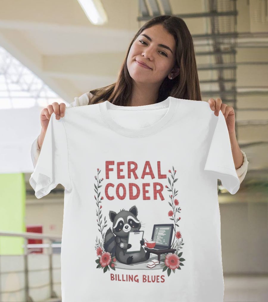Feral Coder Raccoon Billing Blues T-Shirt