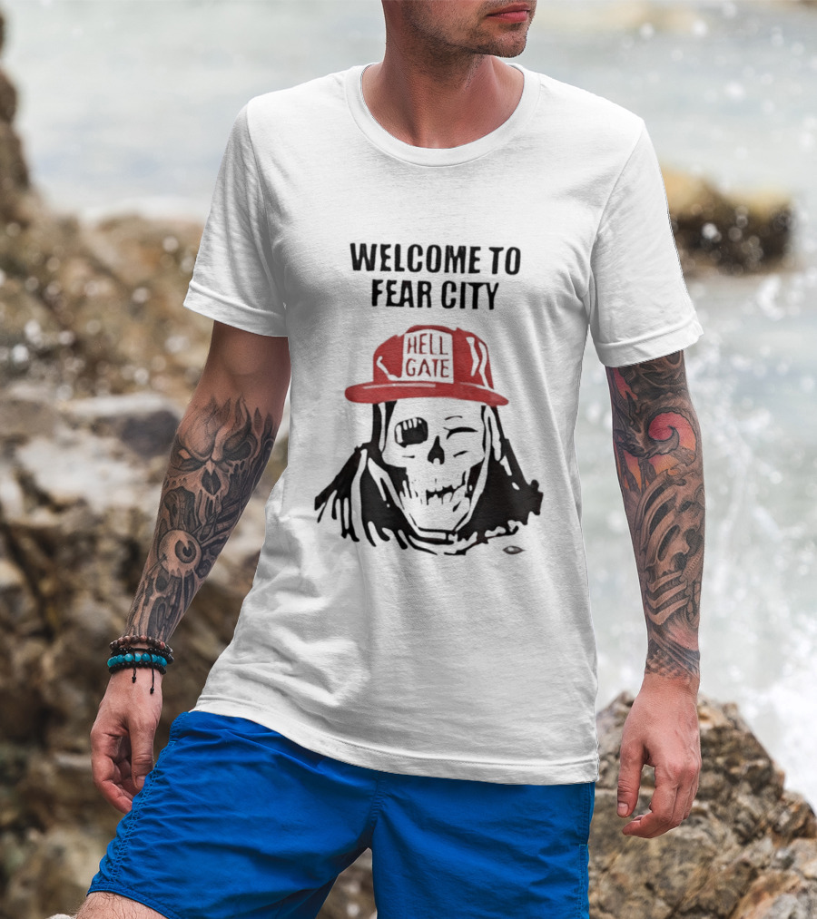 Welcome To Fear City Skull Hell Gate Cap T-Shirt