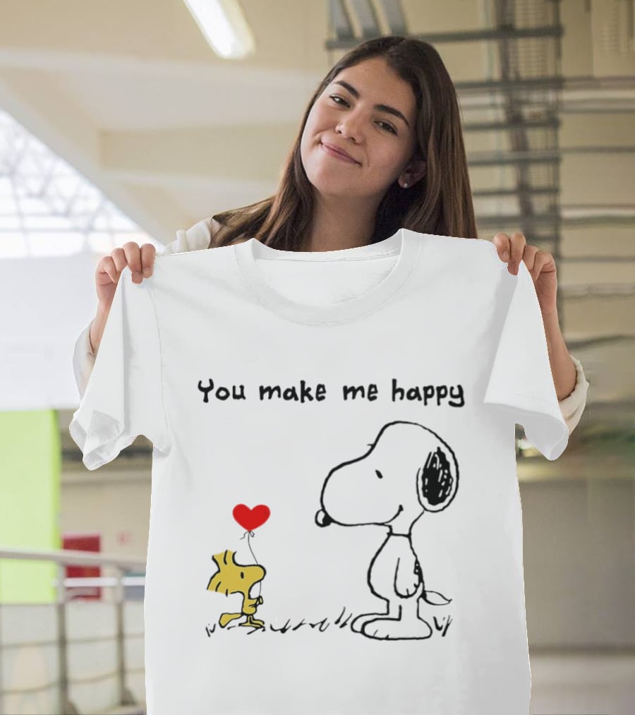Snoopy Woodstock You Make Me Happy Heart Balloon T-Shirt