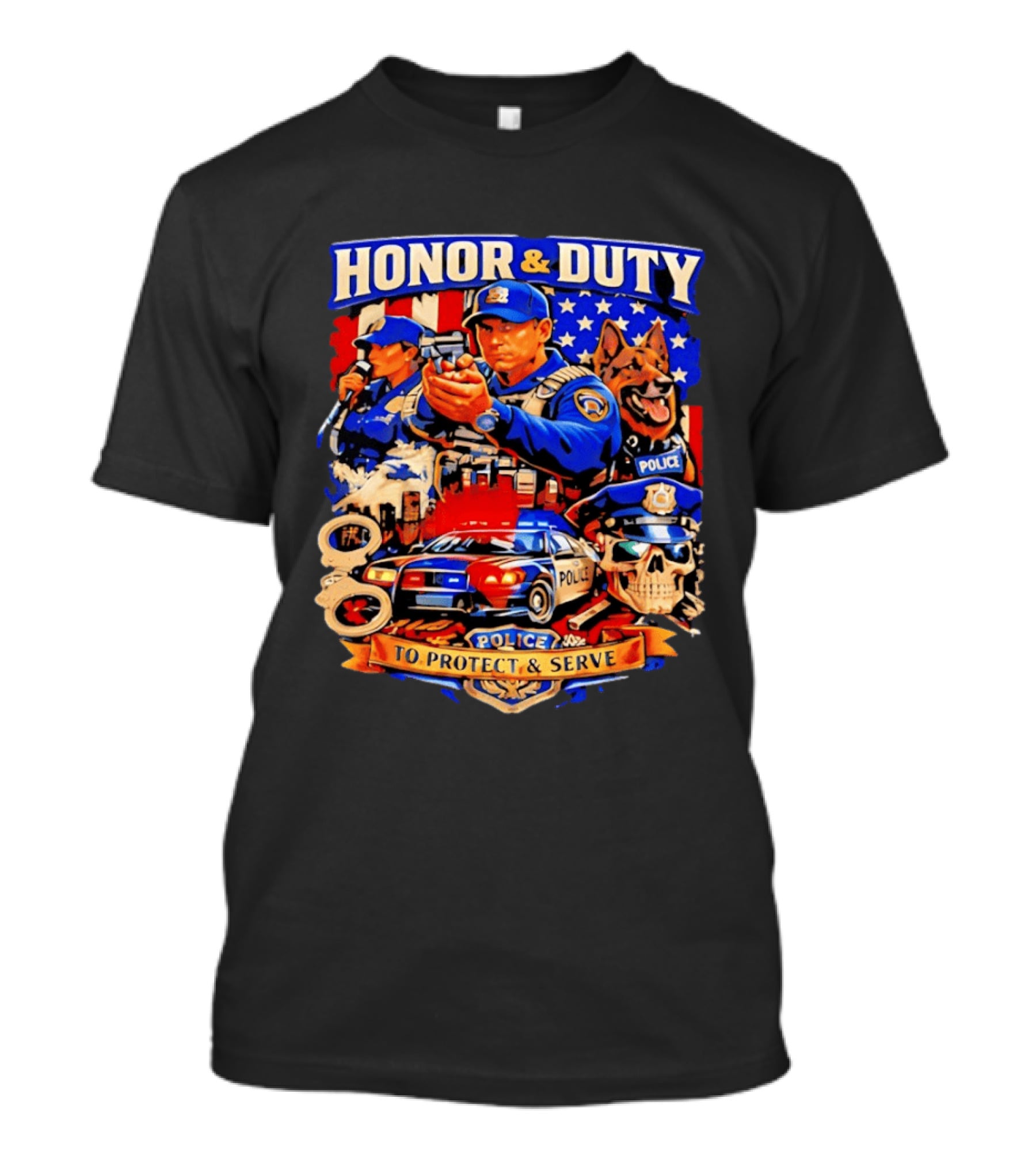 Honor And Duty Police Service Protection And Loyalty T-Shirt