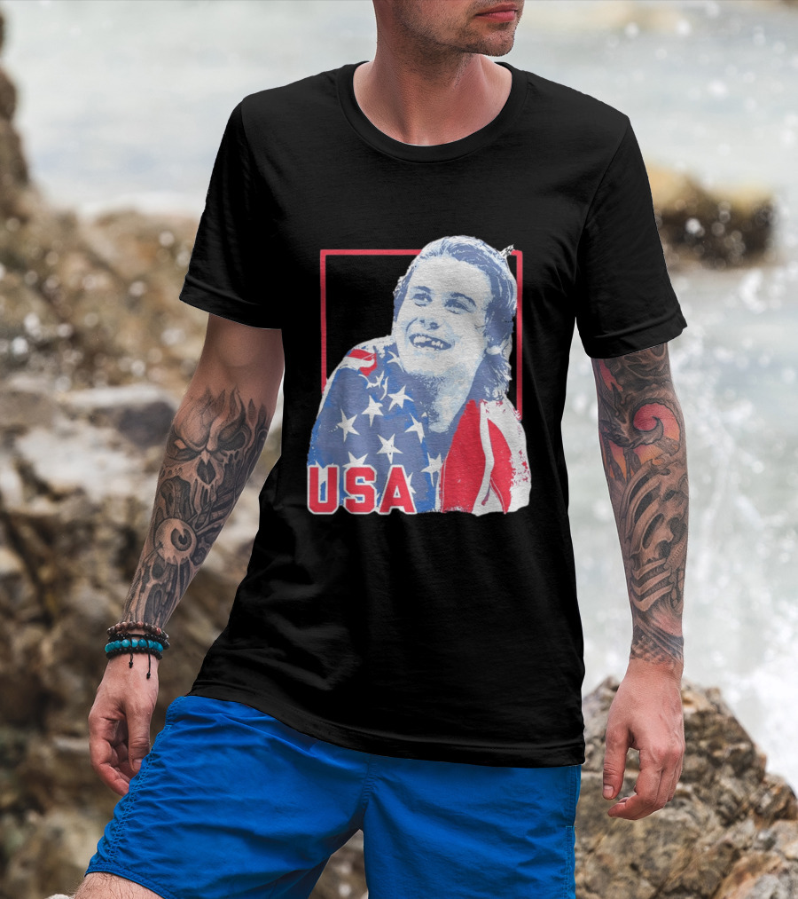 Jack Hughes USA Flag 2026 Hockey T-Shirt