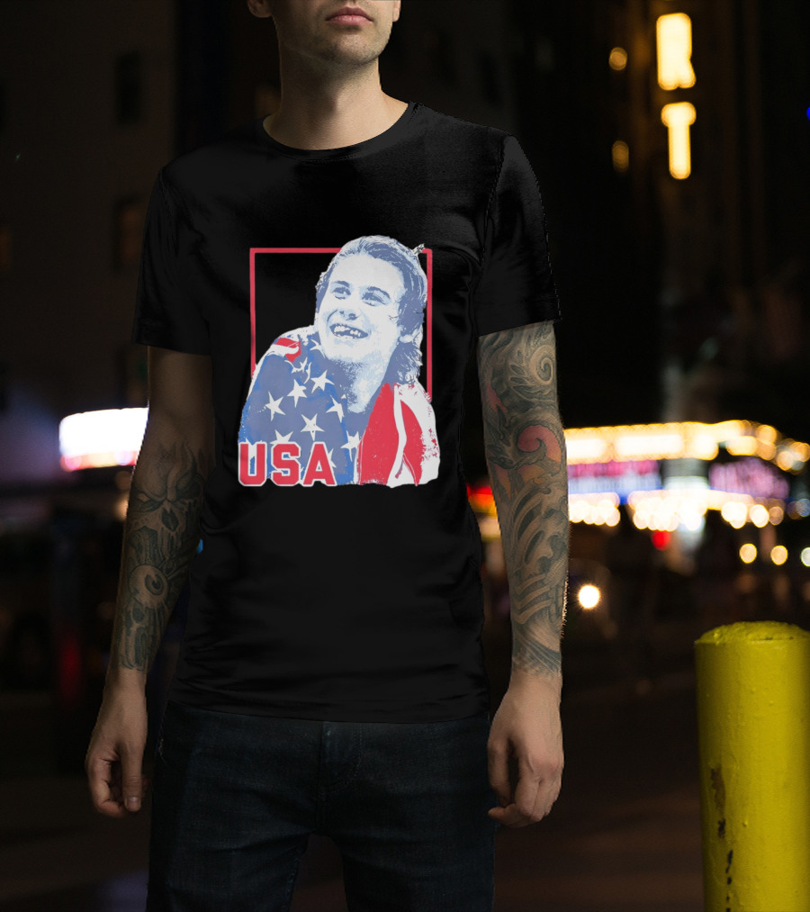 Jack Hughes USA Flag 2026 Hockey T-Shirt