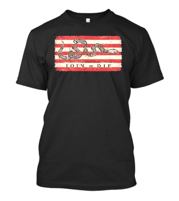 Join Or Die Snake Flag Benjamin Franklin Historical T-Shirt
