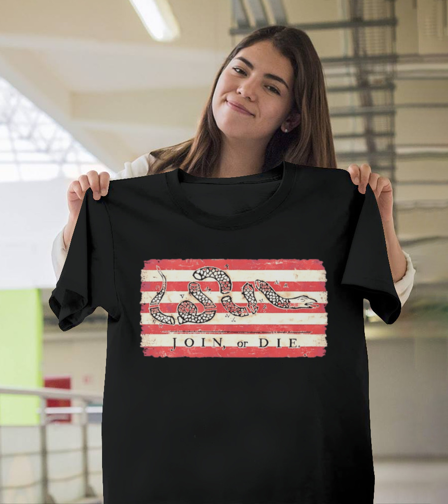 Join Or Die Snake Flag Benjamin Franklin Historical T-Shirt