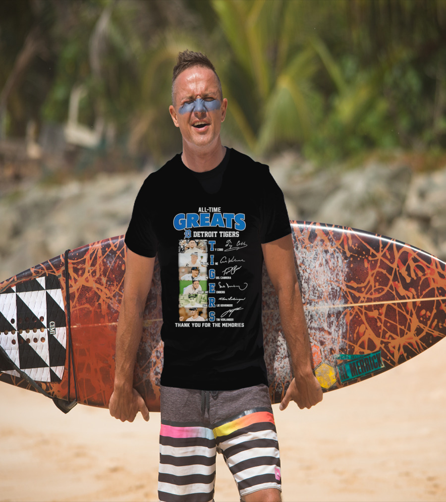 All Time Detroit Tigers Greats Legends Signatures Thank You For The Memories T-Shirt