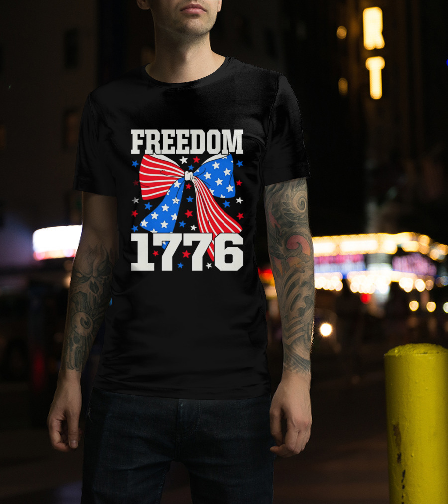 Freedom 1776 Patriotic Bow American Stars And Stripes T-Shirt