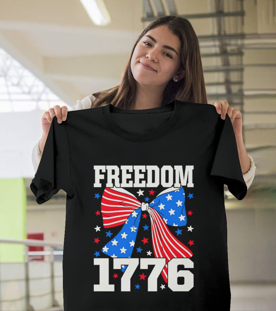 Freedom 1776 Patriotic Bow American Stars And Stripes T-Shirt