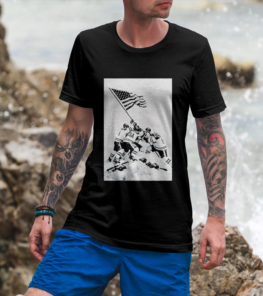 USA Hockey Celebration American Flag Olympic Milano Cortina 2026 T-Shirt