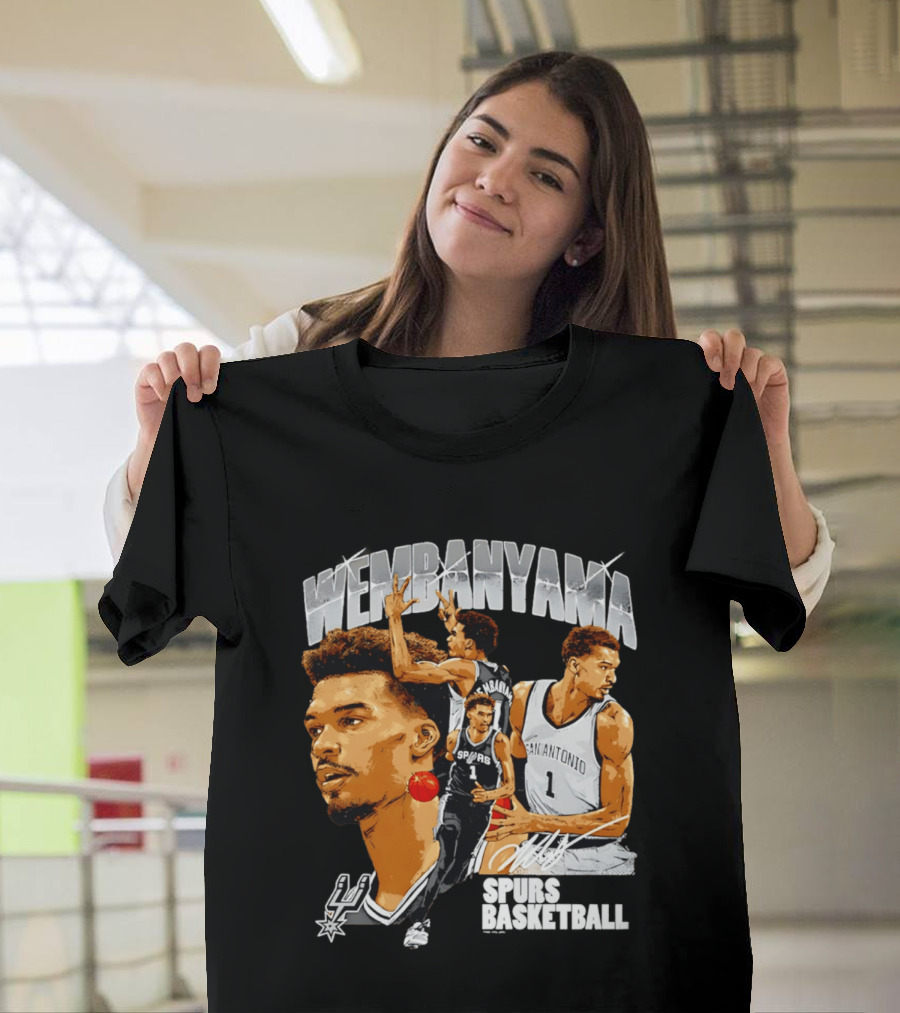 Wembanyama Spurs Basketball San Antonio Player Collage T-Shirt