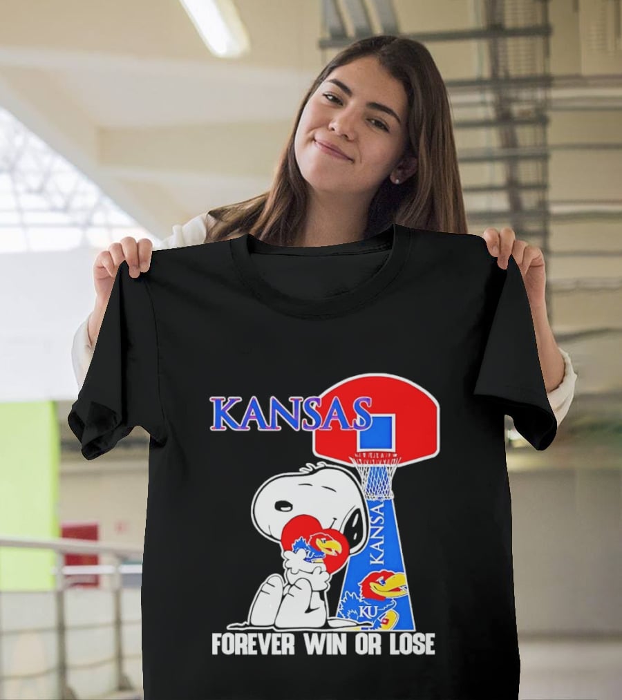 Kansas Jayhawks Basketball Snoopy Forever Win Or Lose T-Shirt