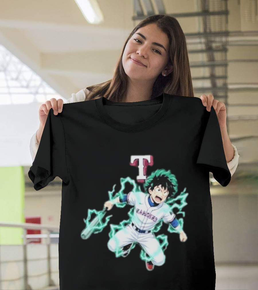 Deku My Hero Academia 2026 Texas Rangers MLB Collaboration Anime T-Shirt