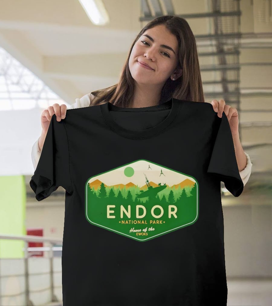 Endor National Park Home Of The Ewoks Forest Landscape Spaceships T-Shirt