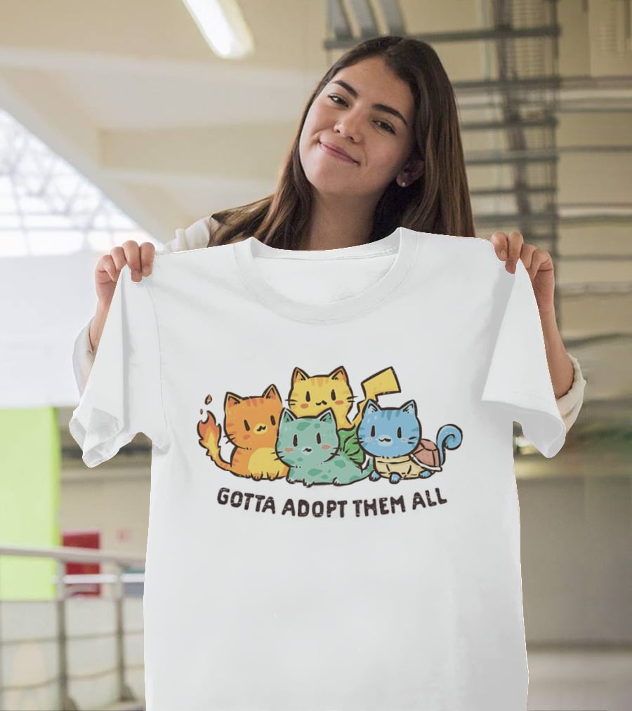 Gotta Adopt Them All Cat Parody With Cute Elemental Kittens T-Shirt
