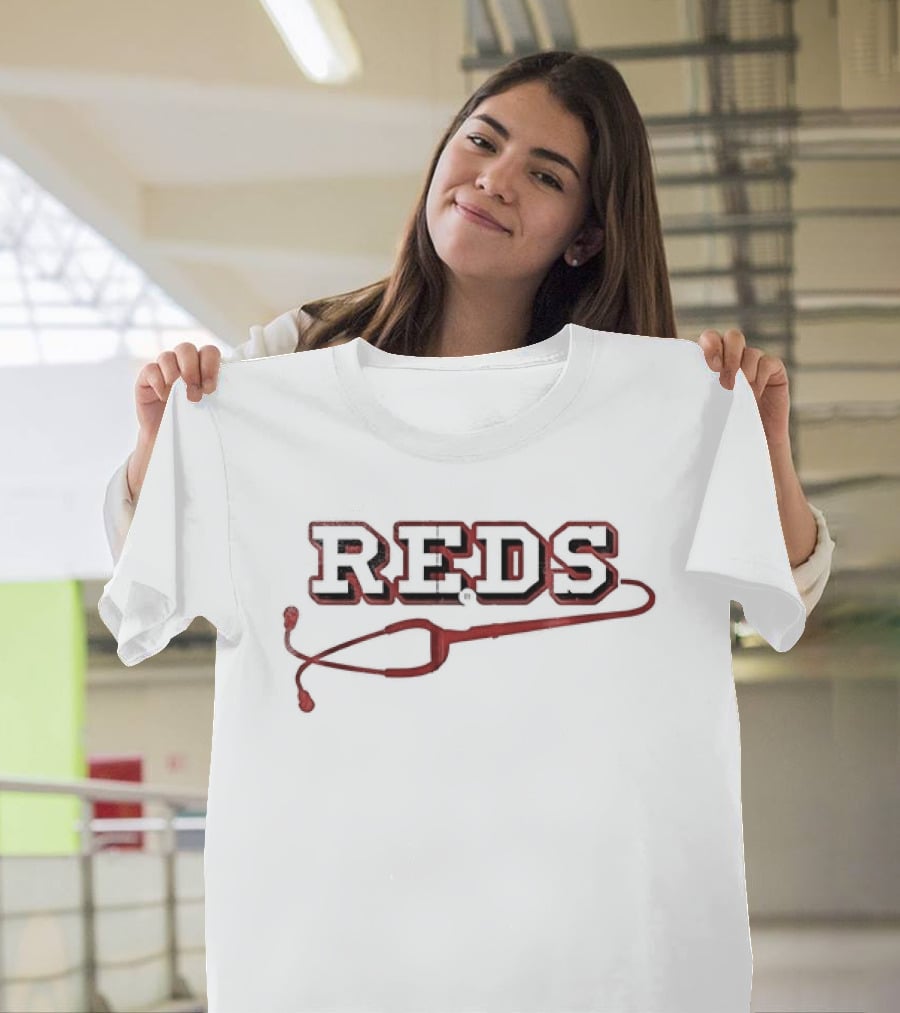 Cincinnati Reds Healthcare Appreciation Stethoscope Heartbeat T-Shirt