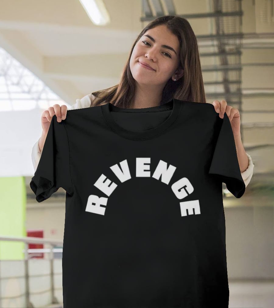 Revenge White Arched Bold Lettering T-Shirt