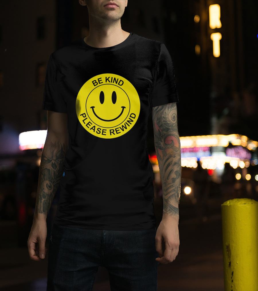 Be Kind Please Rewind Smiley Face Nostalgic Reminder T-Shirt